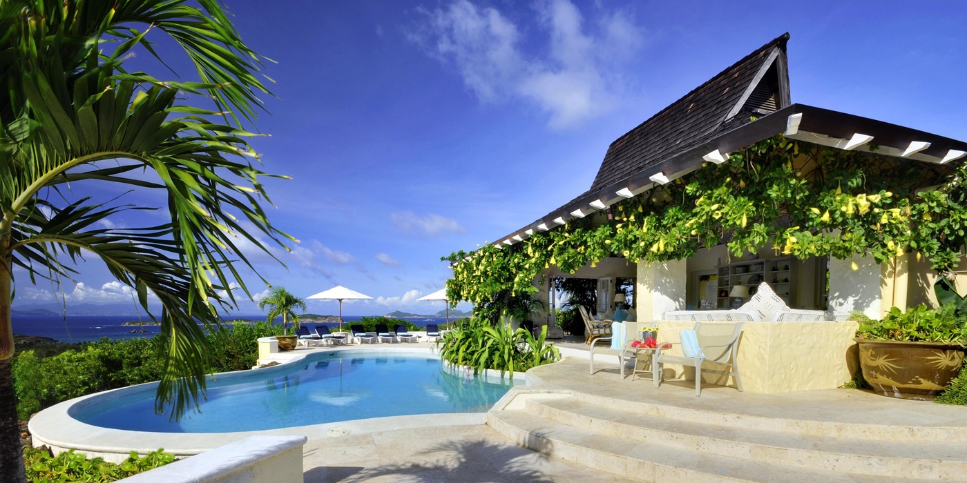 exterior view of Cactus Hill, Mustique with pool