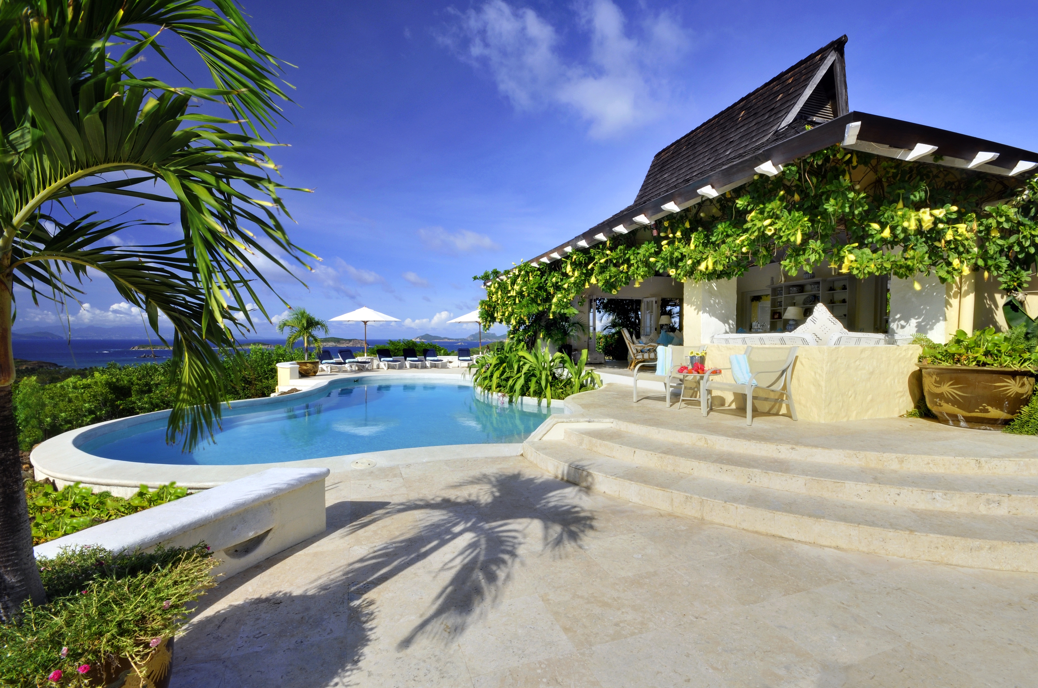 exterior view of Cactus Hill, Mustique with pool