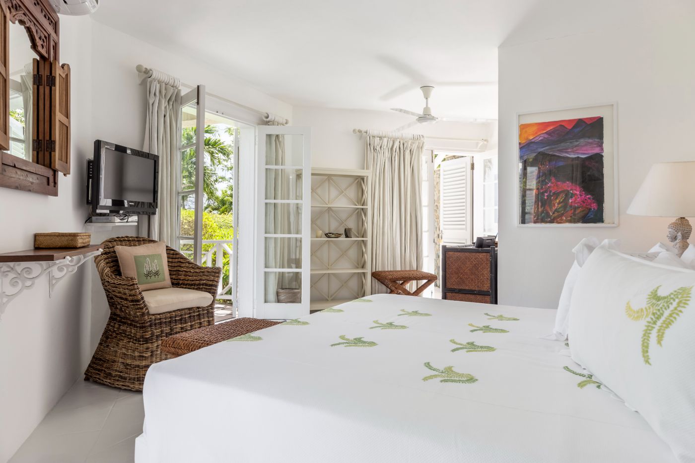 Double bedroom at Callaloo with garden view