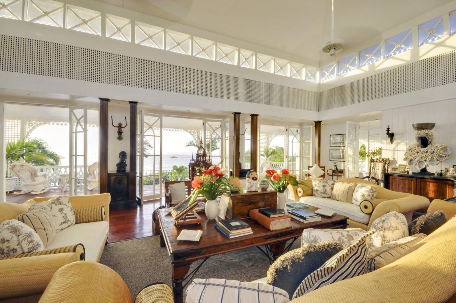living area in Frangipiani, Mustique
