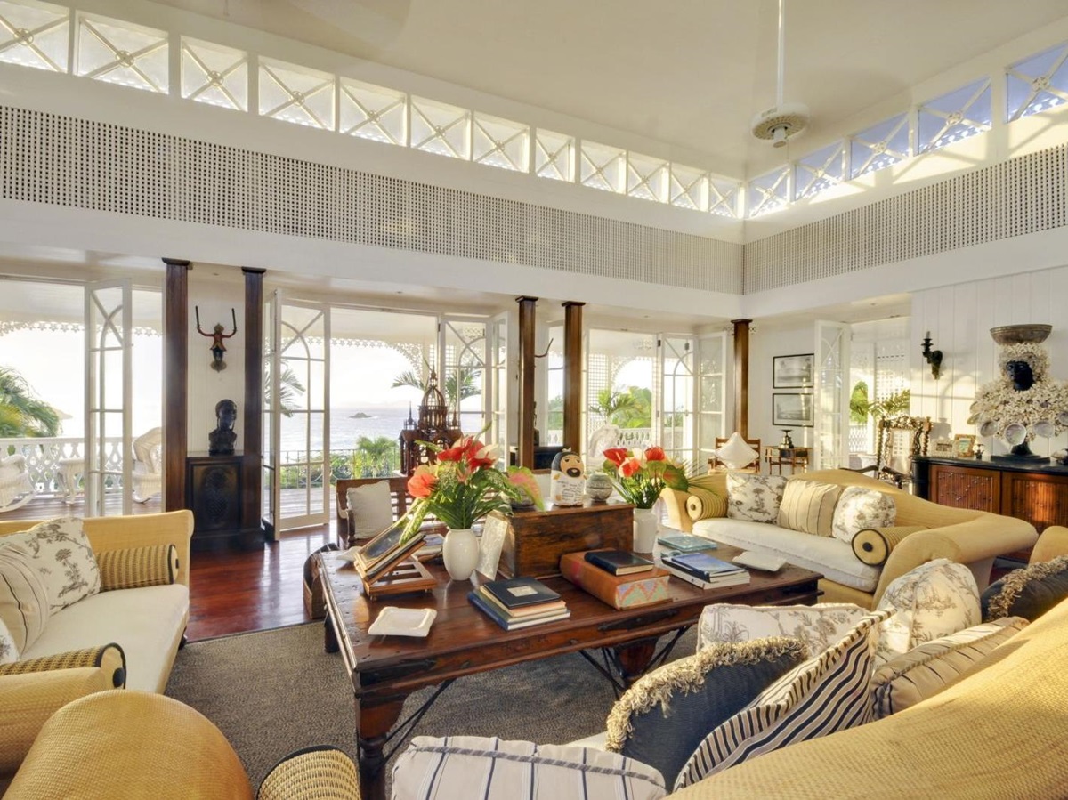 living area in Frangipiani, Mustique