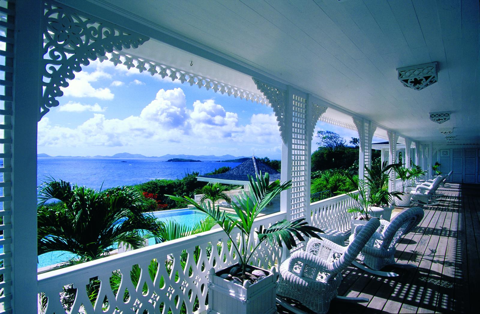 Sun loungers of Frangipiani, Mustique