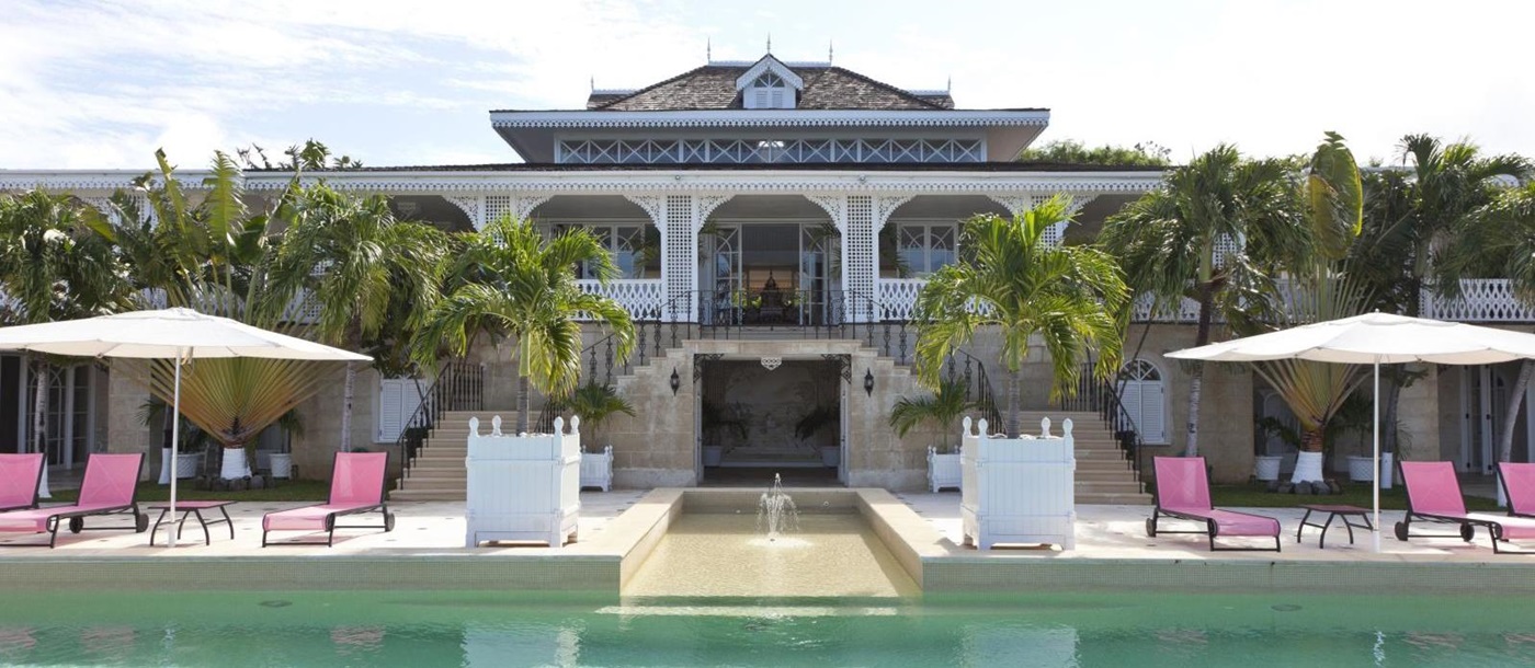 Swimming pool and exterior of Frangipiani, Mustique