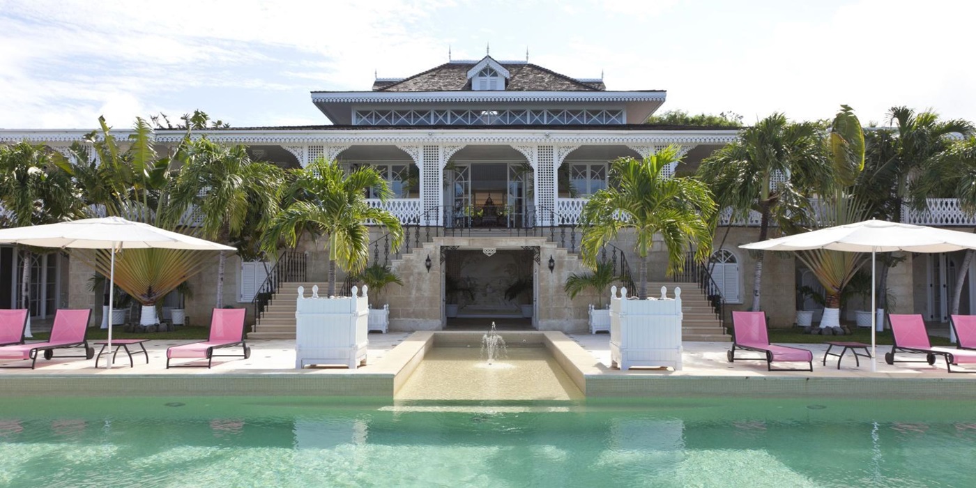 Swimming pool and exterior of Frangipiani, Mustique