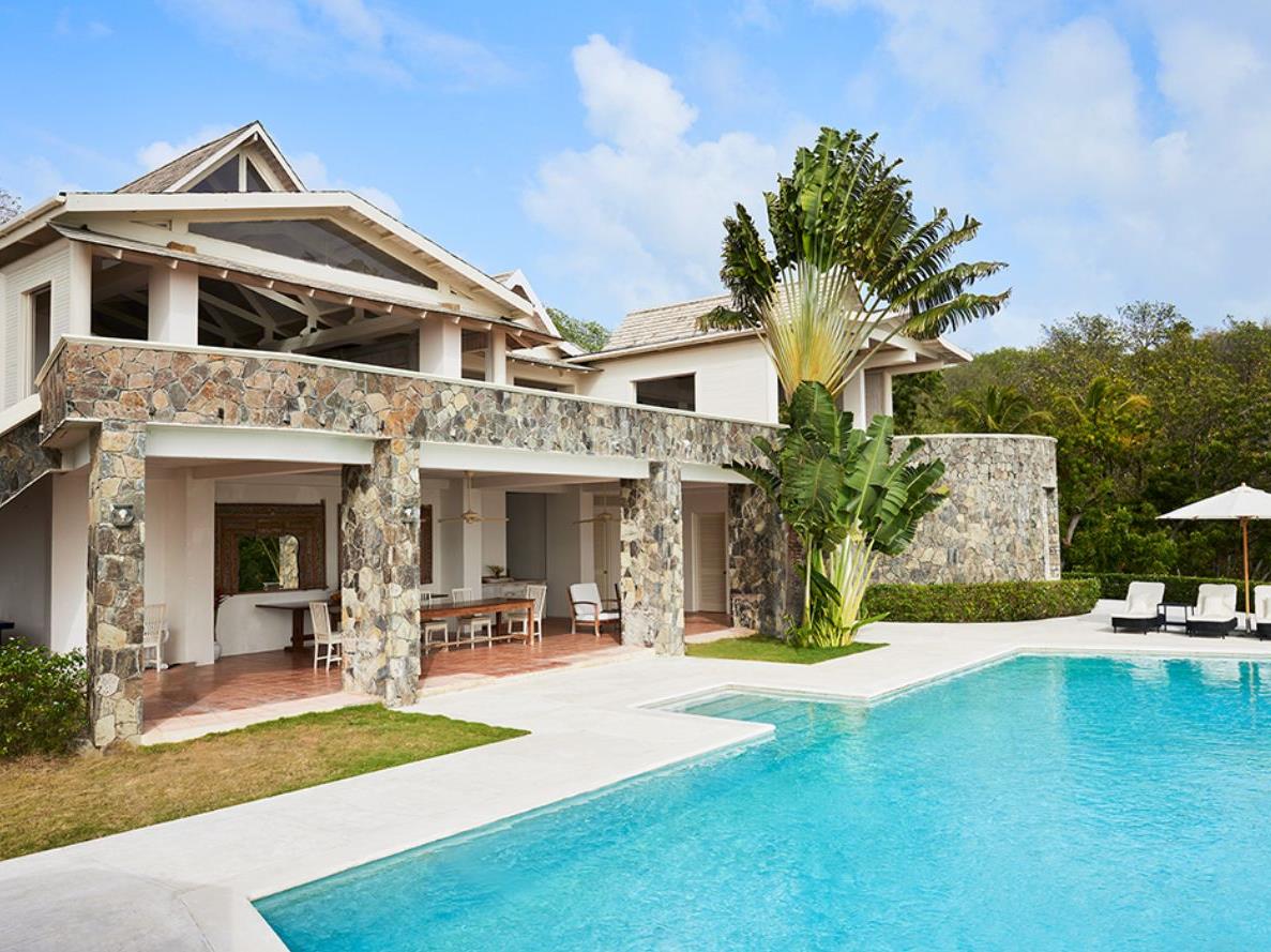 Pool View at Full Moon in Mustique