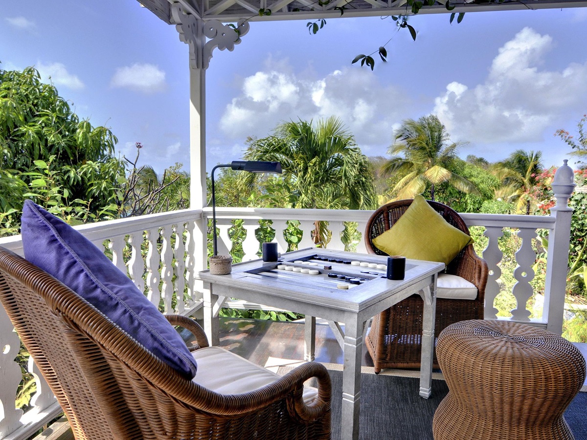 Outdoor sitting area of Gingerbread, Mustique