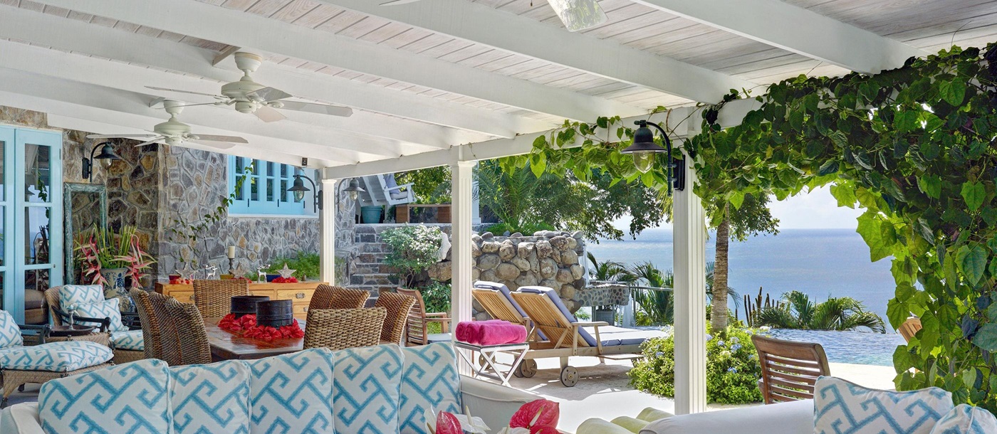 Outdoor sitting area of Greystone Cottage, Mustique