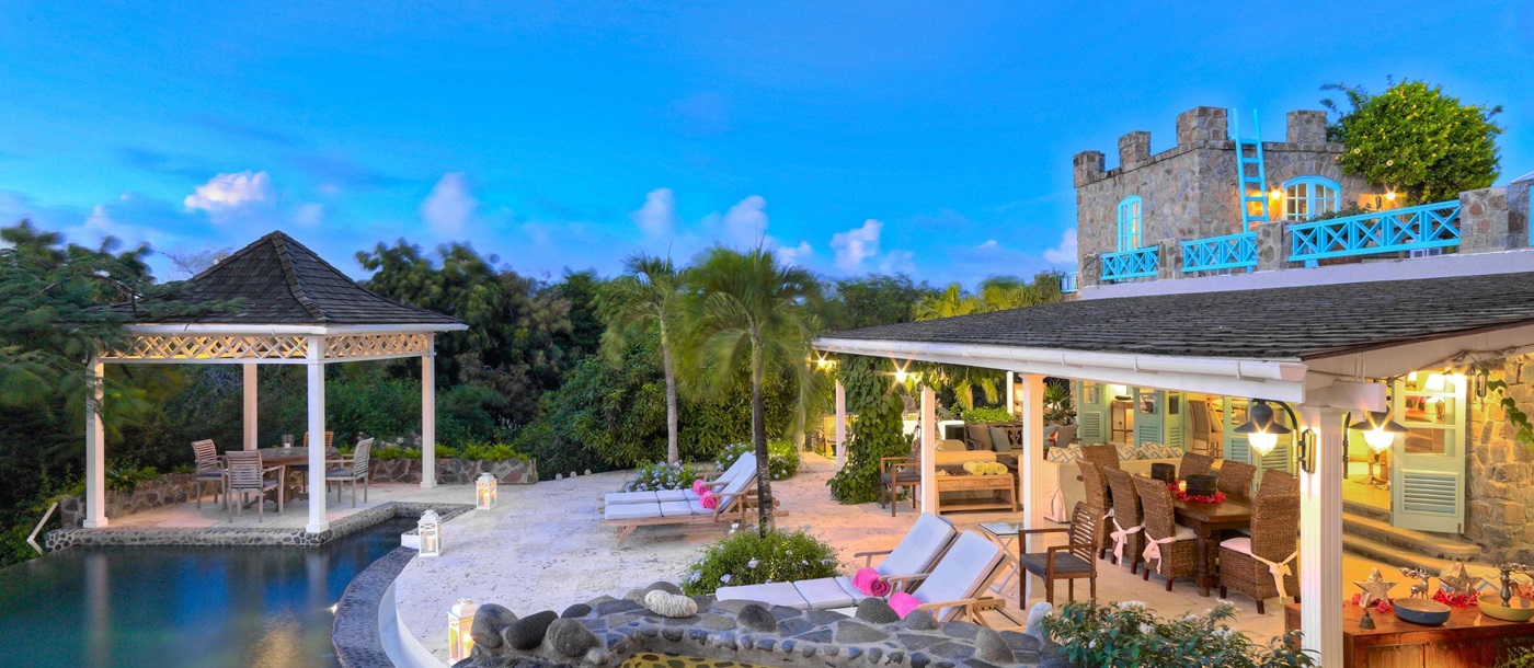 Swimming pool area of Greystone Cottage, Mustique