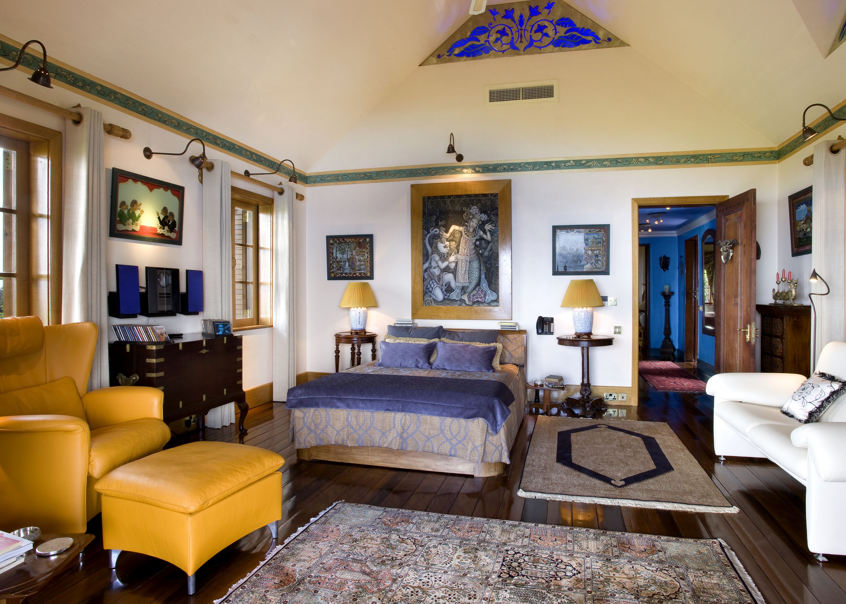 Blue double bedroom of Ilanga, Mustique