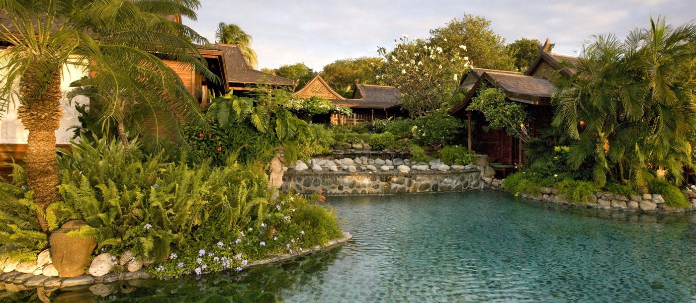 The large swimming pool of Ilanga, Mustique
