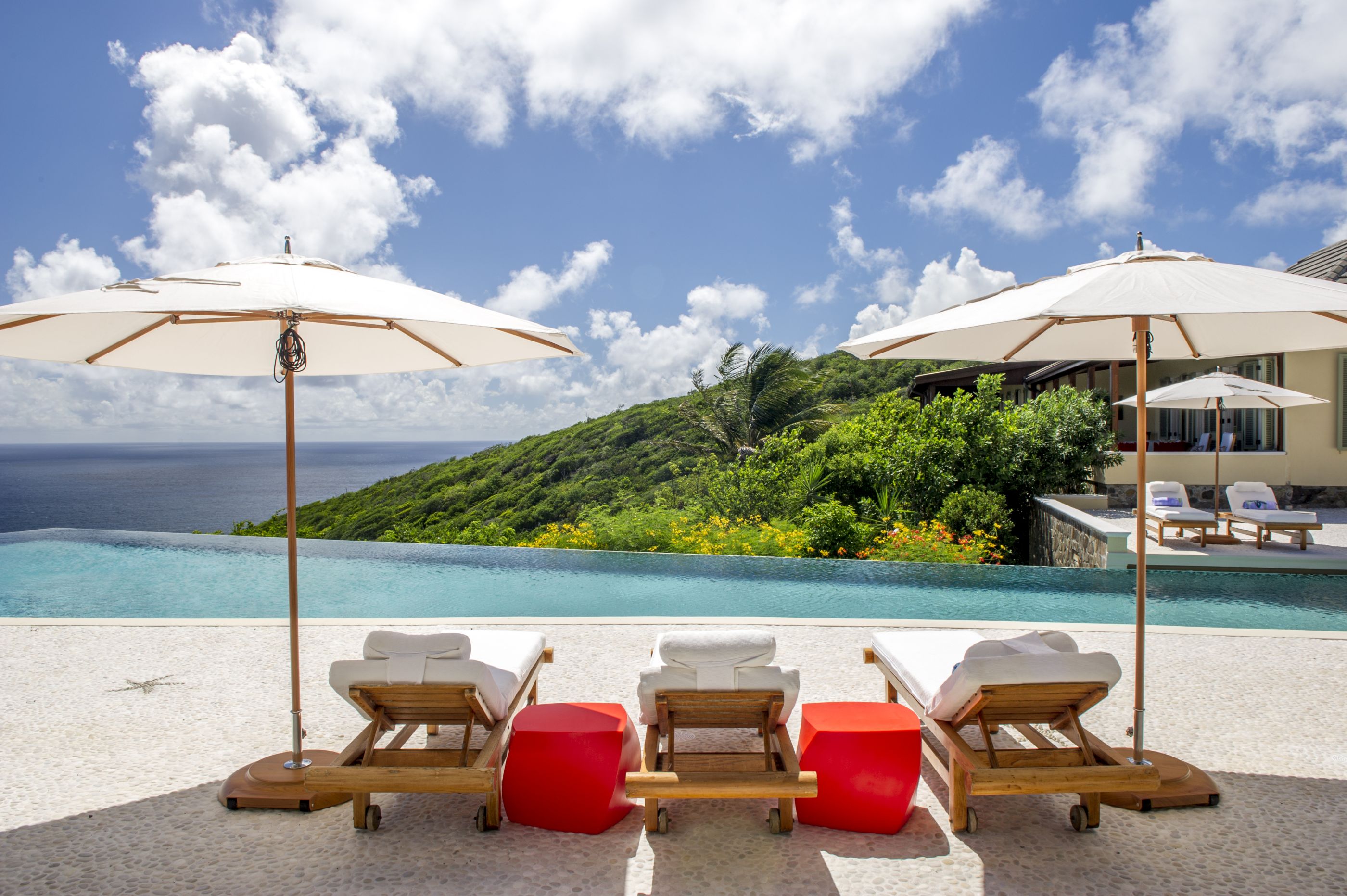 Swimming pool with a view of Ocean Breeze, Mustique