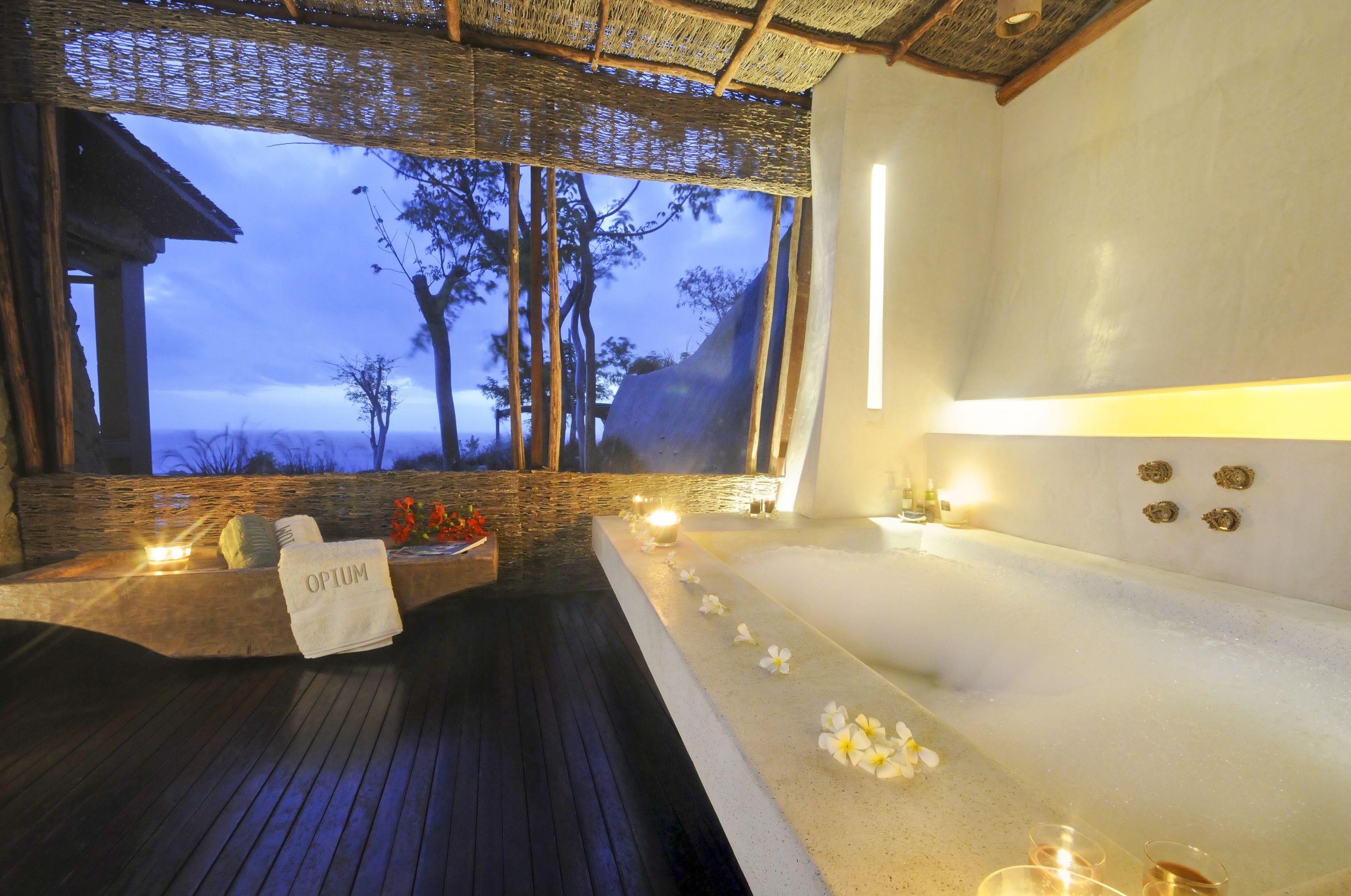 Candlelight at the bathtub of Opium, Mustique