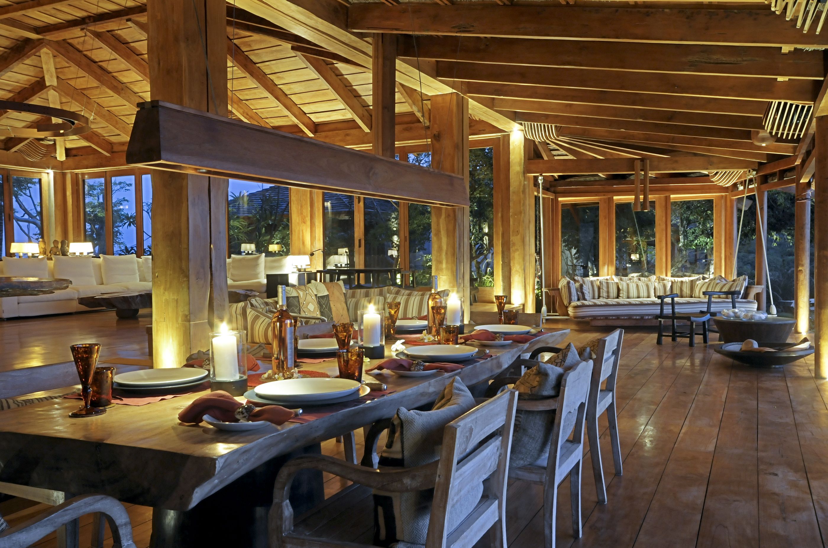 Dining area in Opium, Mustique