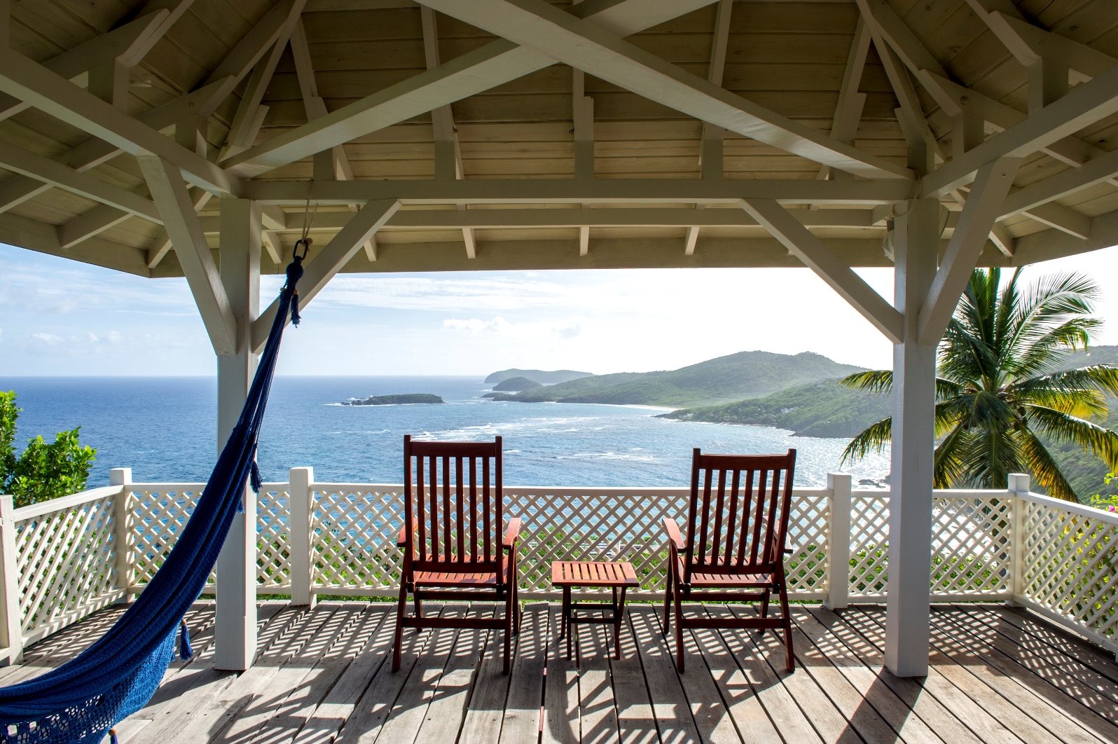 The balcony view from the luxury villa Pangolin in Mustique