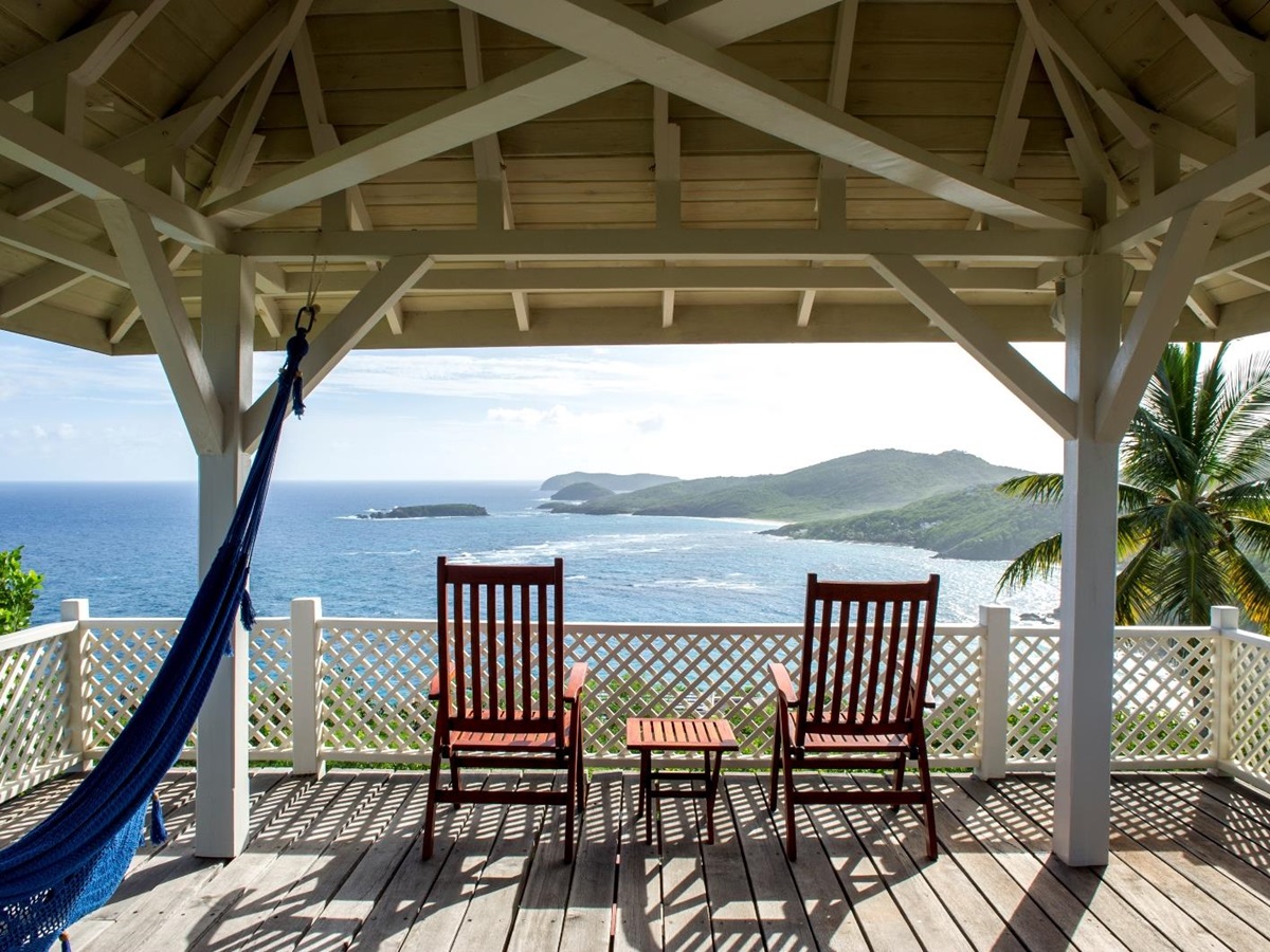The balcony view from the luxury villa Pangolin in Mustique