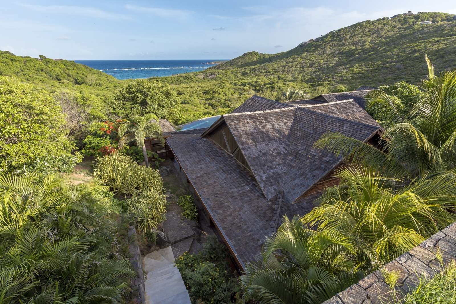 Aerial shot of Serenissima in Mustique