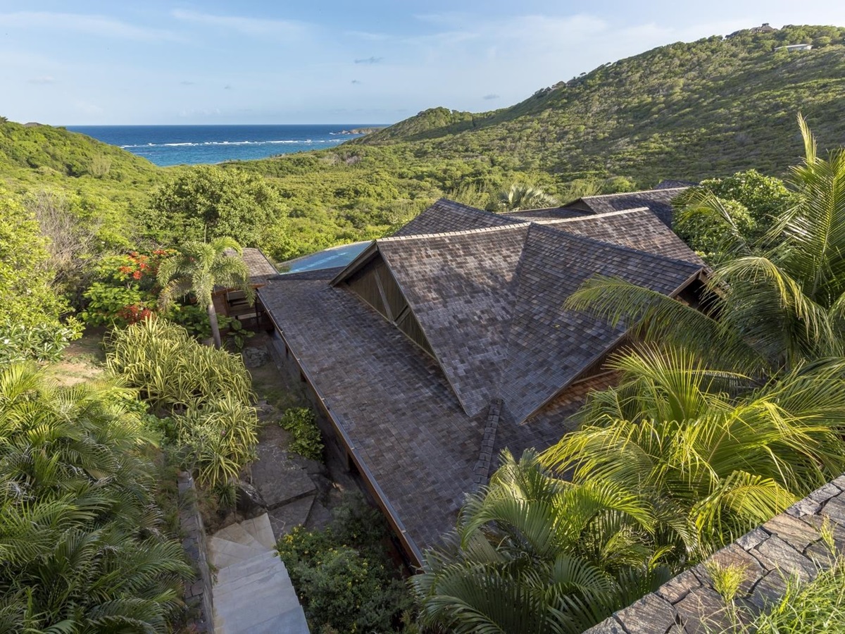 Aerial shot of Serenissima in Mustique