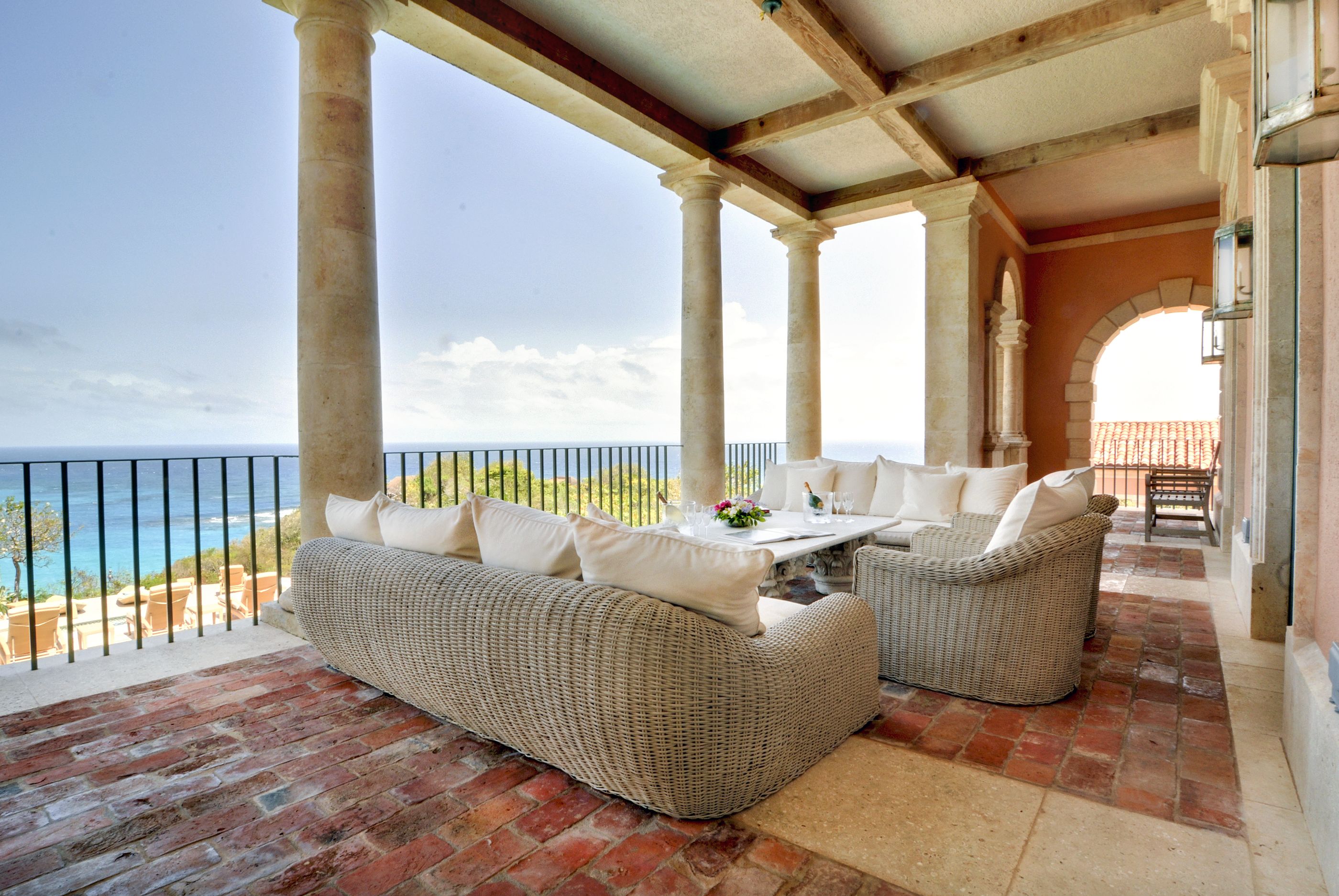 Sofas on the balcony of Sienna, Mustique