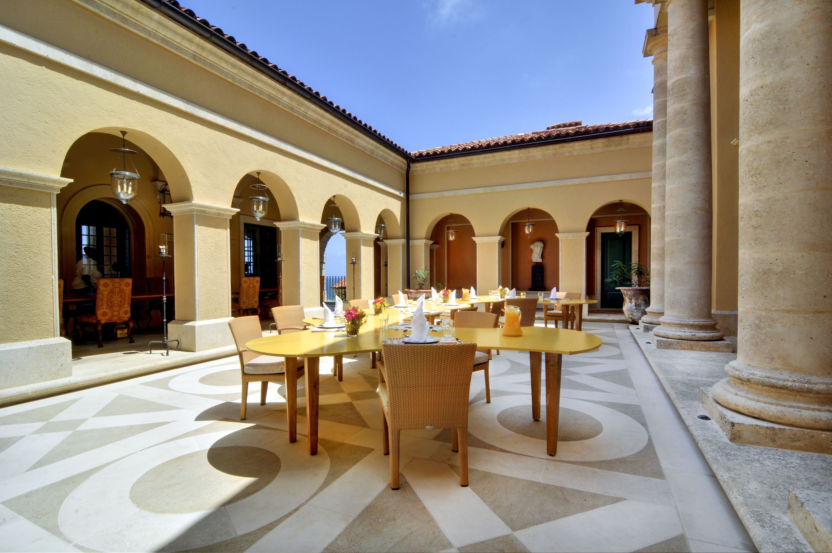 Courtyard dining at Sienna, Mustique