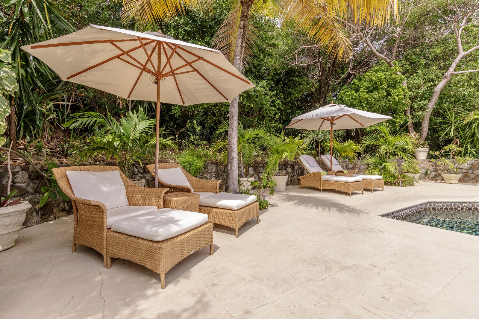 Sun Loungers at Tetto Rosso in Mustique 