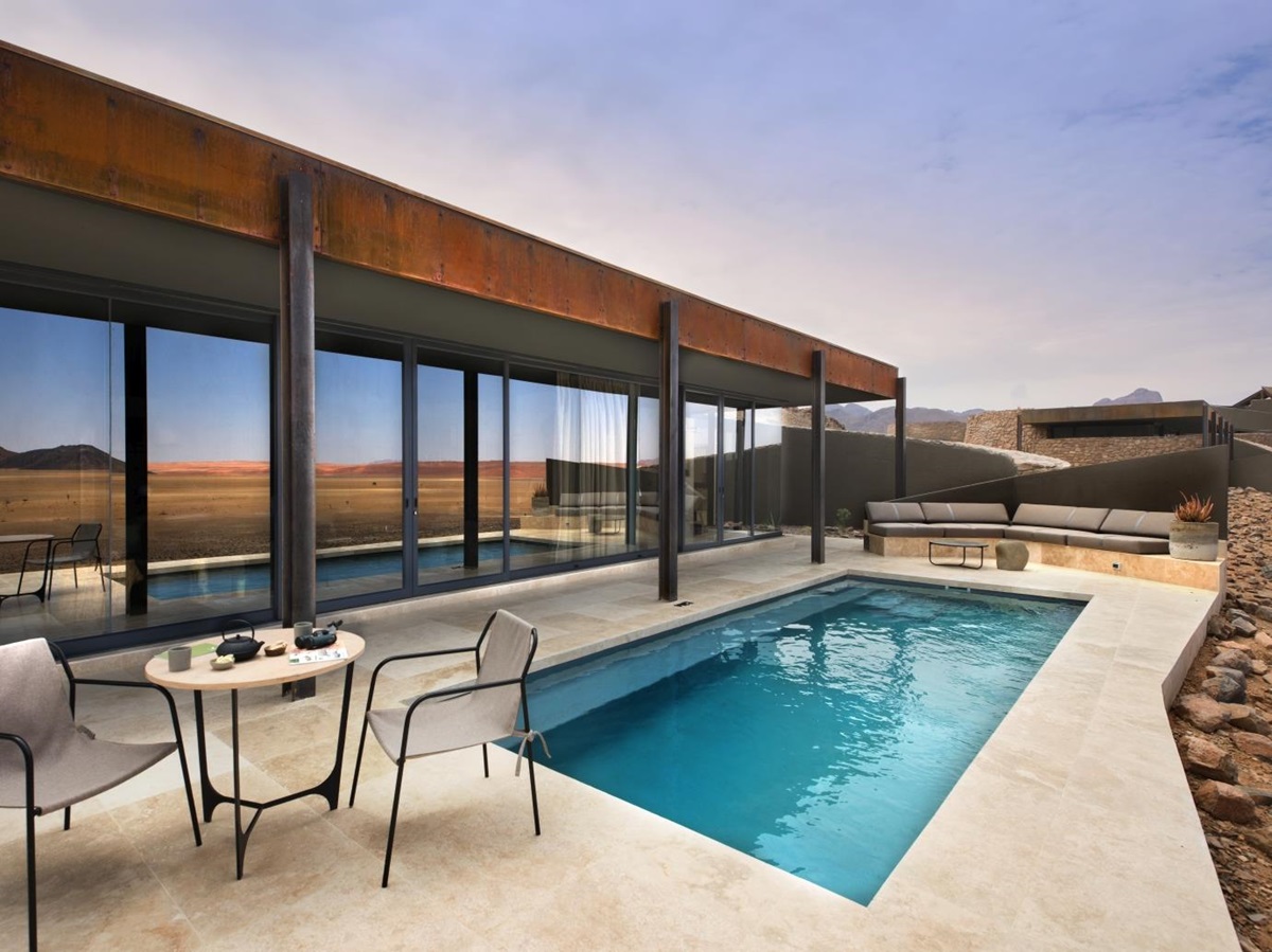 Private plunge pool with outdoor lounge area of a guuest suite