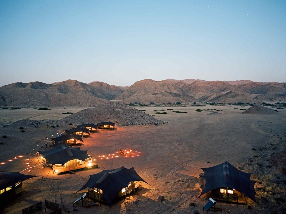Aerial view of Hoanib Valley Camp in Namibia