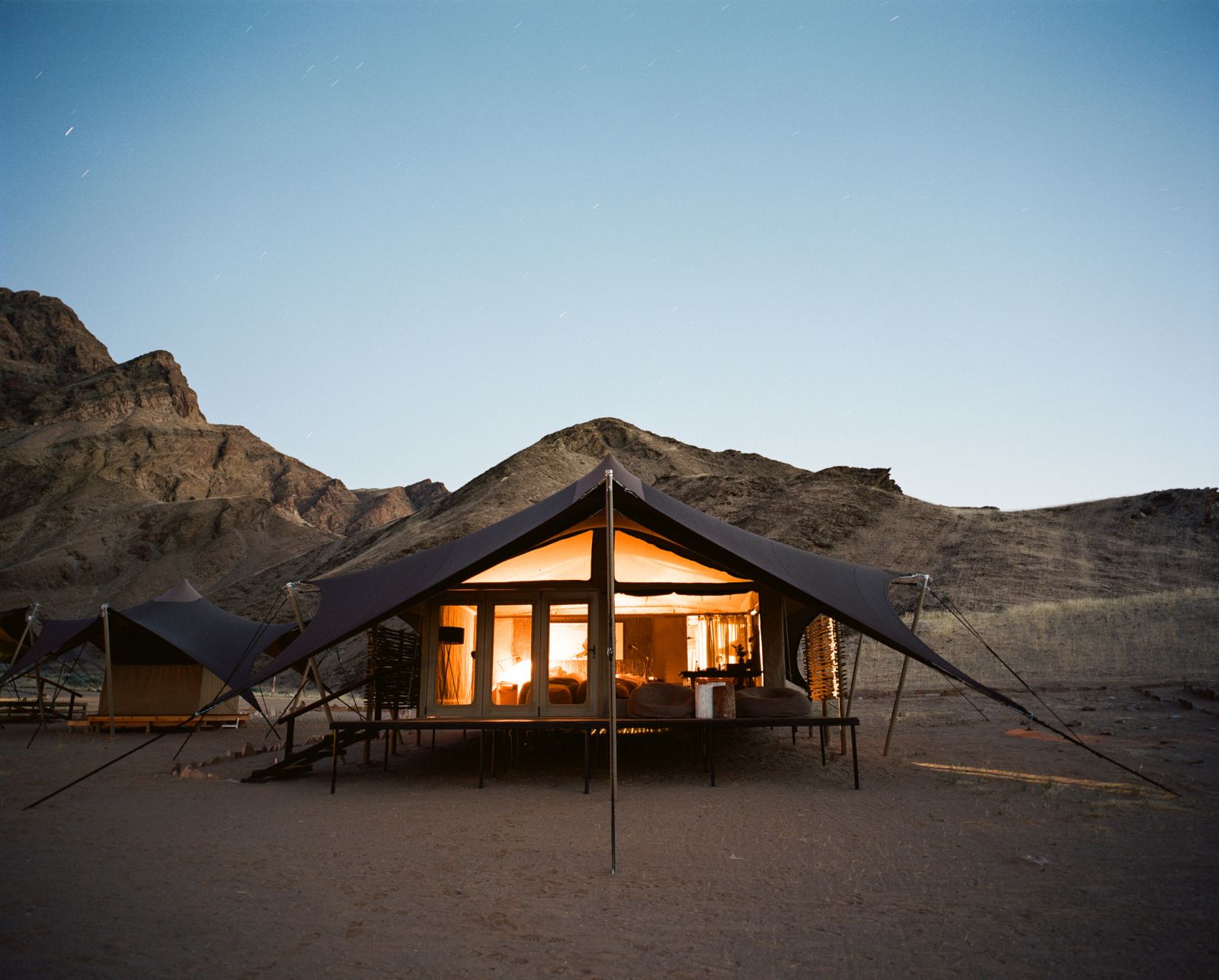 Exterior of tent at Hoanib Valley Camp in Namibia 