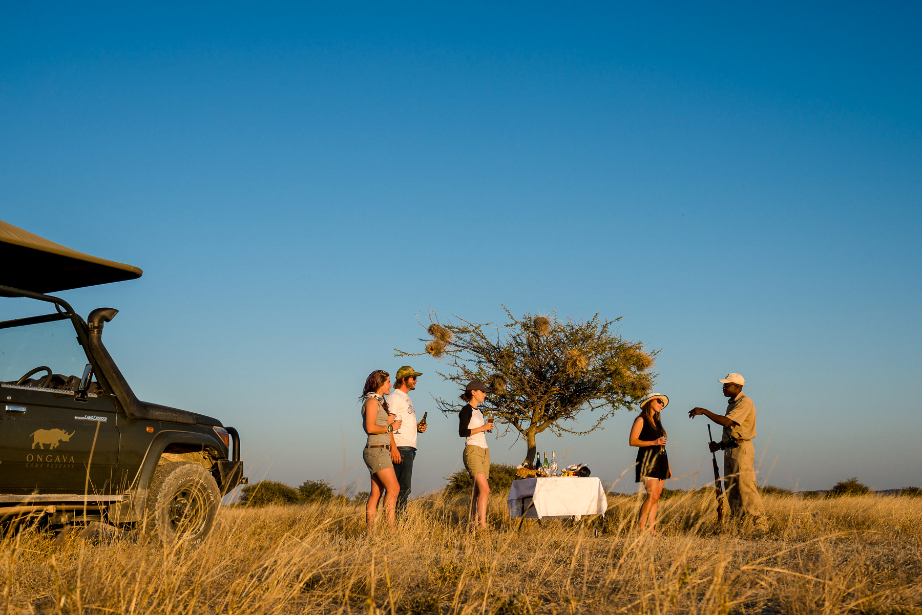 Sundowners near Horizon by Ongava in Namibia