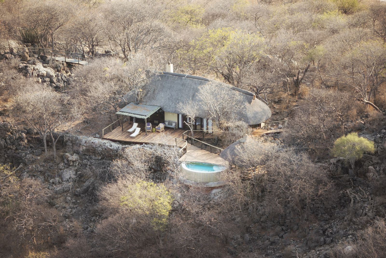 Birds eye view of suite at Little Ongava in Namibia