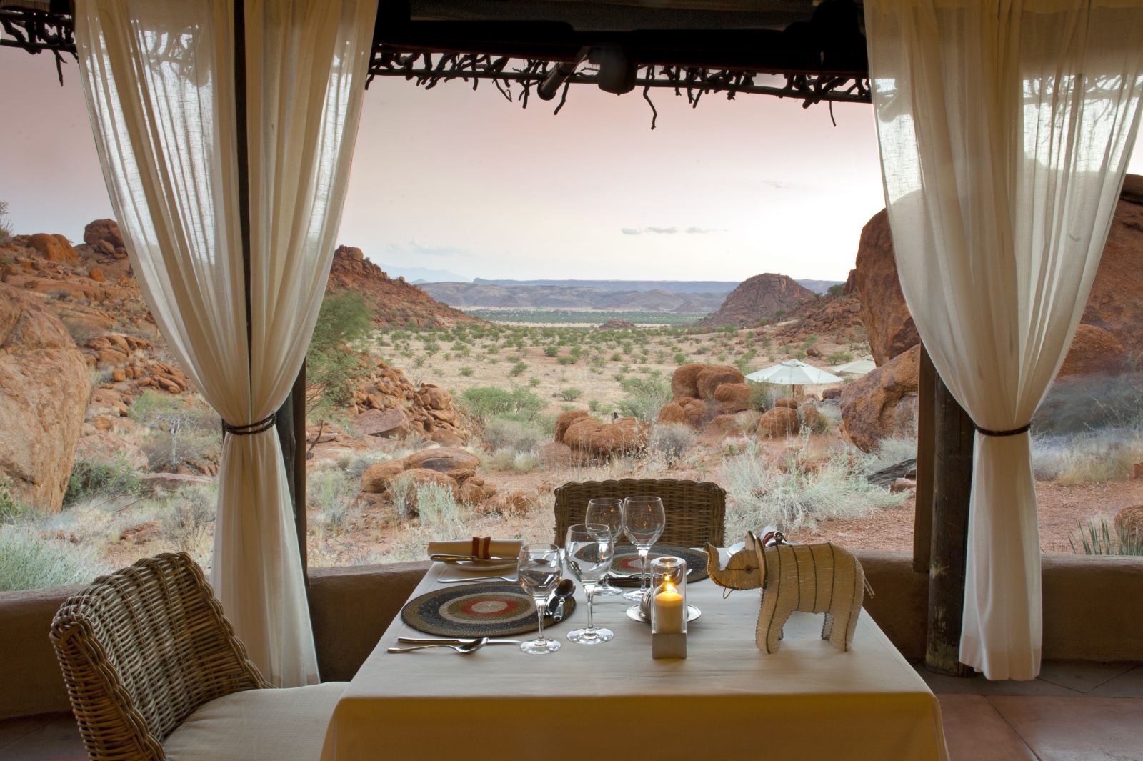 View from dining room at Mowani Mountain Camp in Namibia 