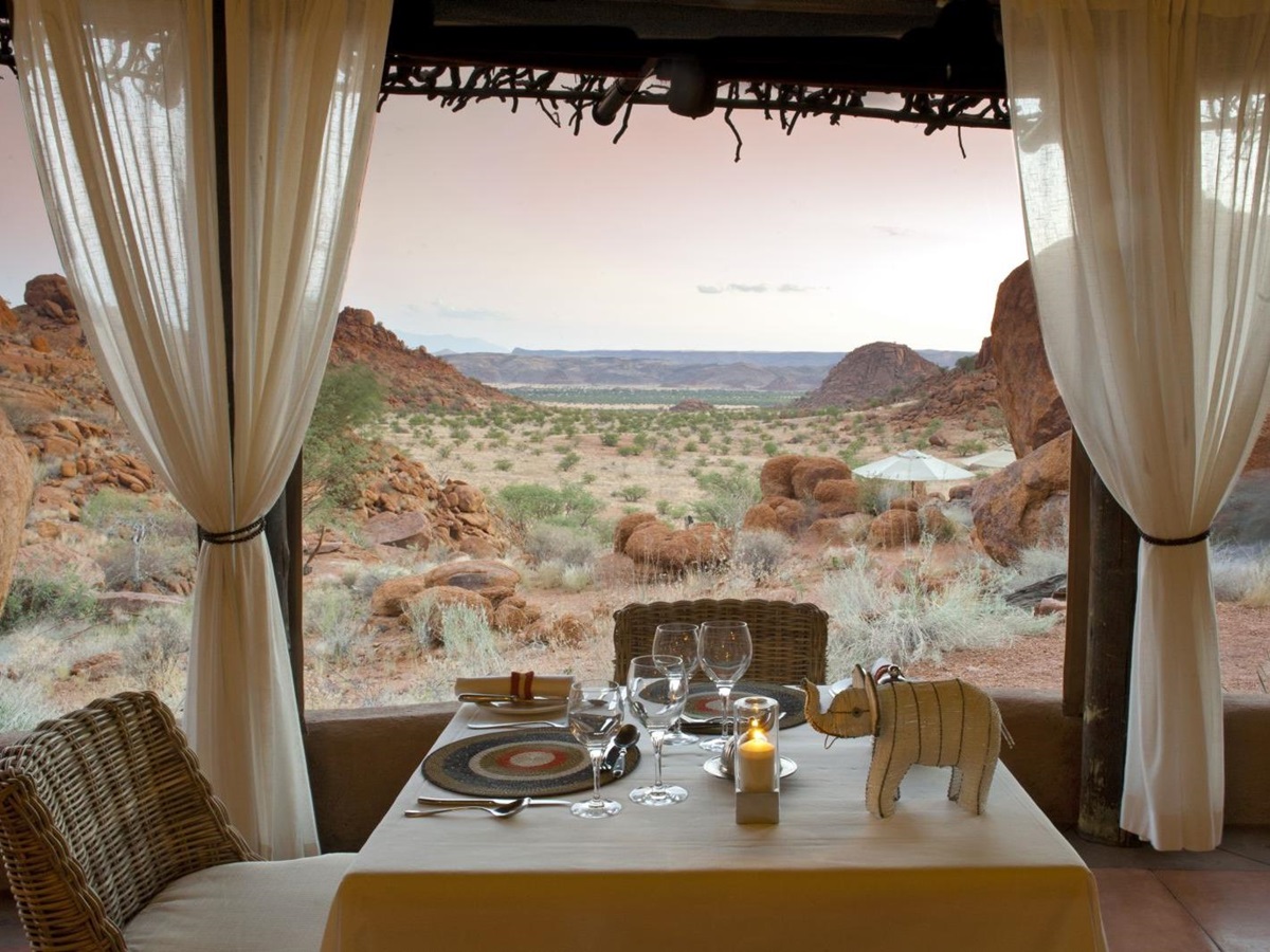 View from dining room at Mowani Mountain Camp in Namibia