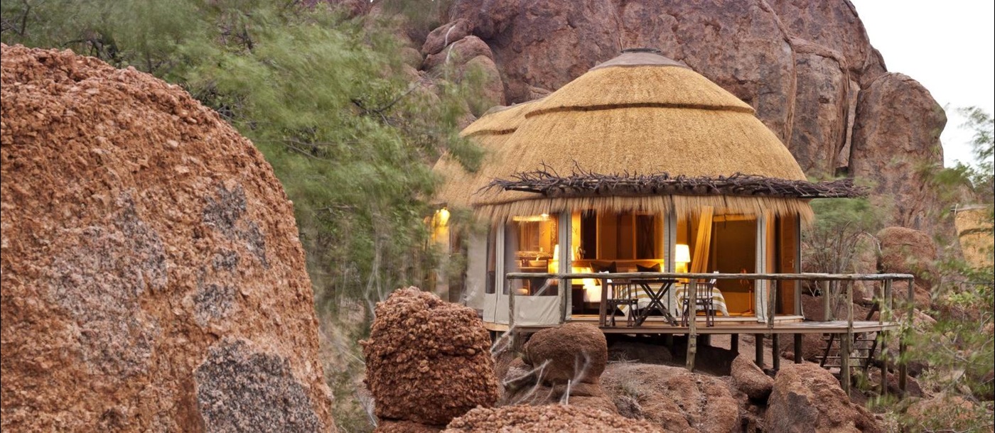 Room exterior at Mowani Mountain Camp in Namibia 