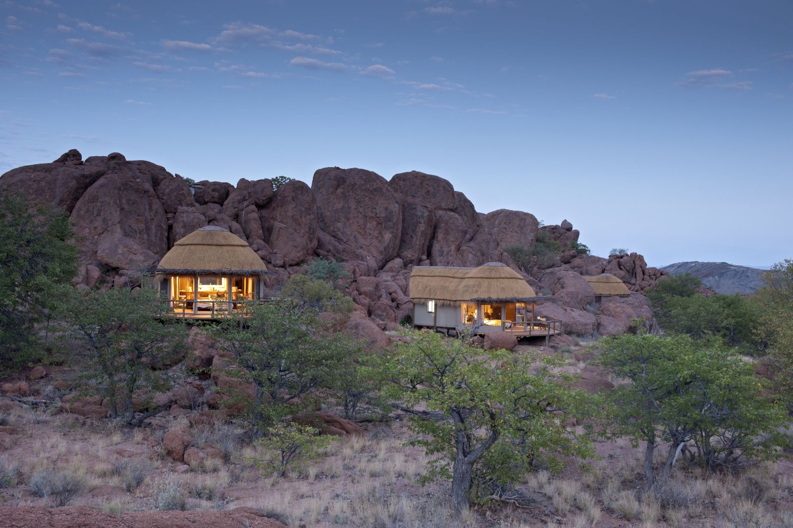 View of rooms at Mowani Mountain Camp in Namibia 