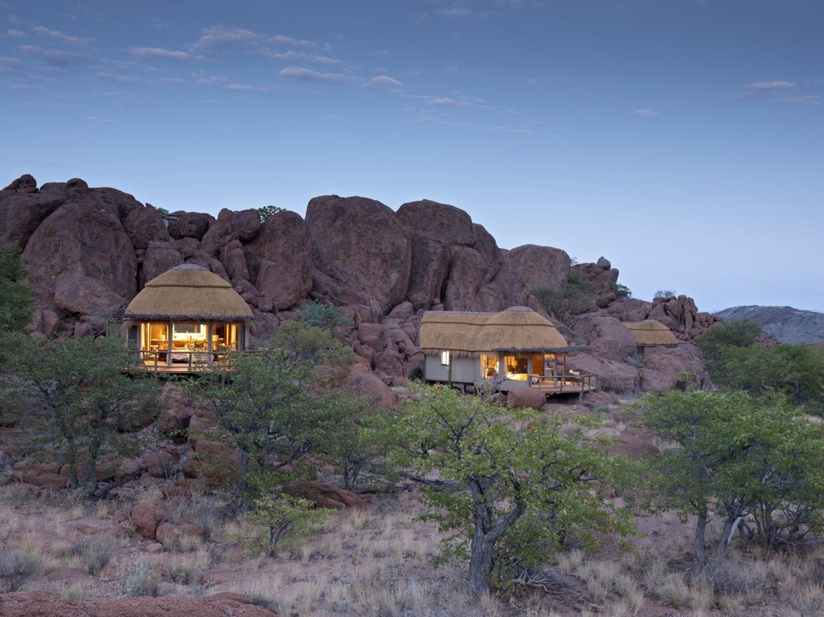 View of rooms at Mowani Mountain Camp in Namibia