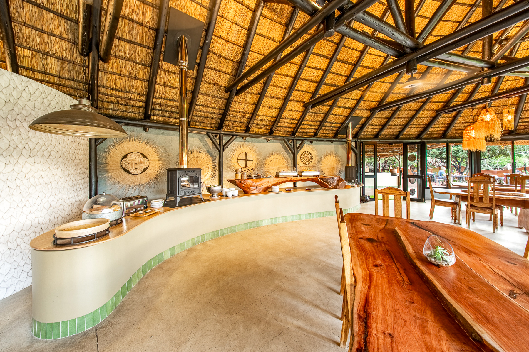 Kitchen and dining area at Okonjima Luxury Bush Camp in Namibia
