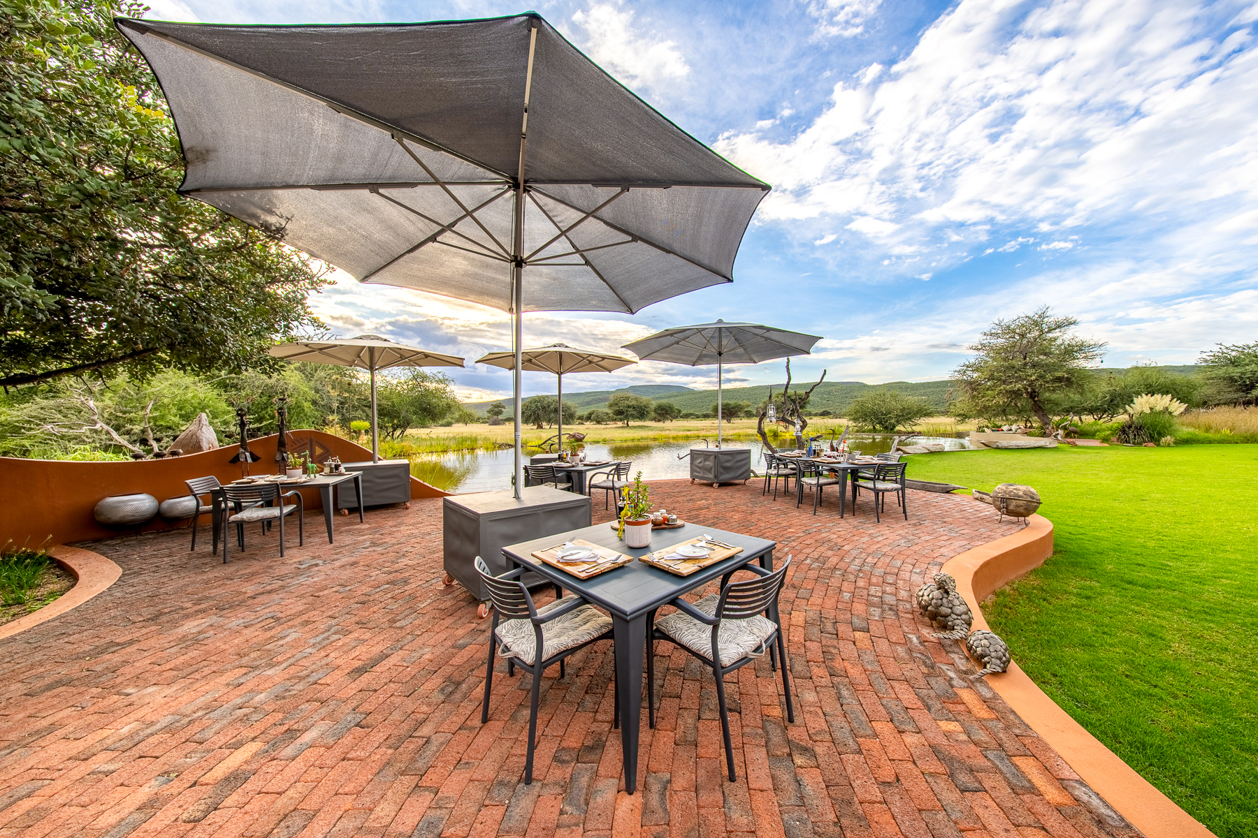 Alfresco dining set up at Okonjima Luxury Bush Camp in Namibia