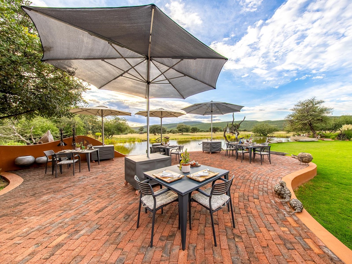 Alfresco dining set up at Okonjima Luxury Bush Camp in Namibia