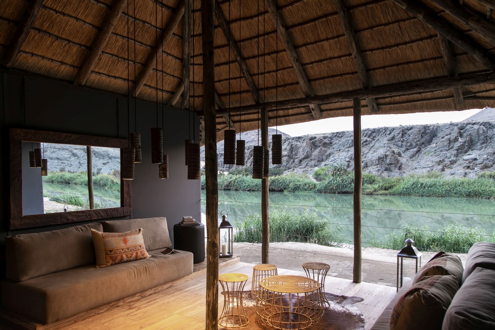 Living area in family room at Serra Cafema in Namibia 