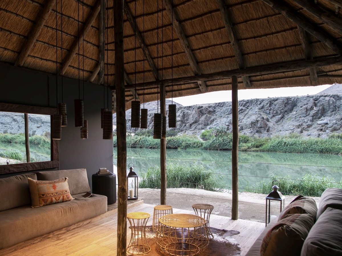 Living area in family room at Serra Cafema in Namibia