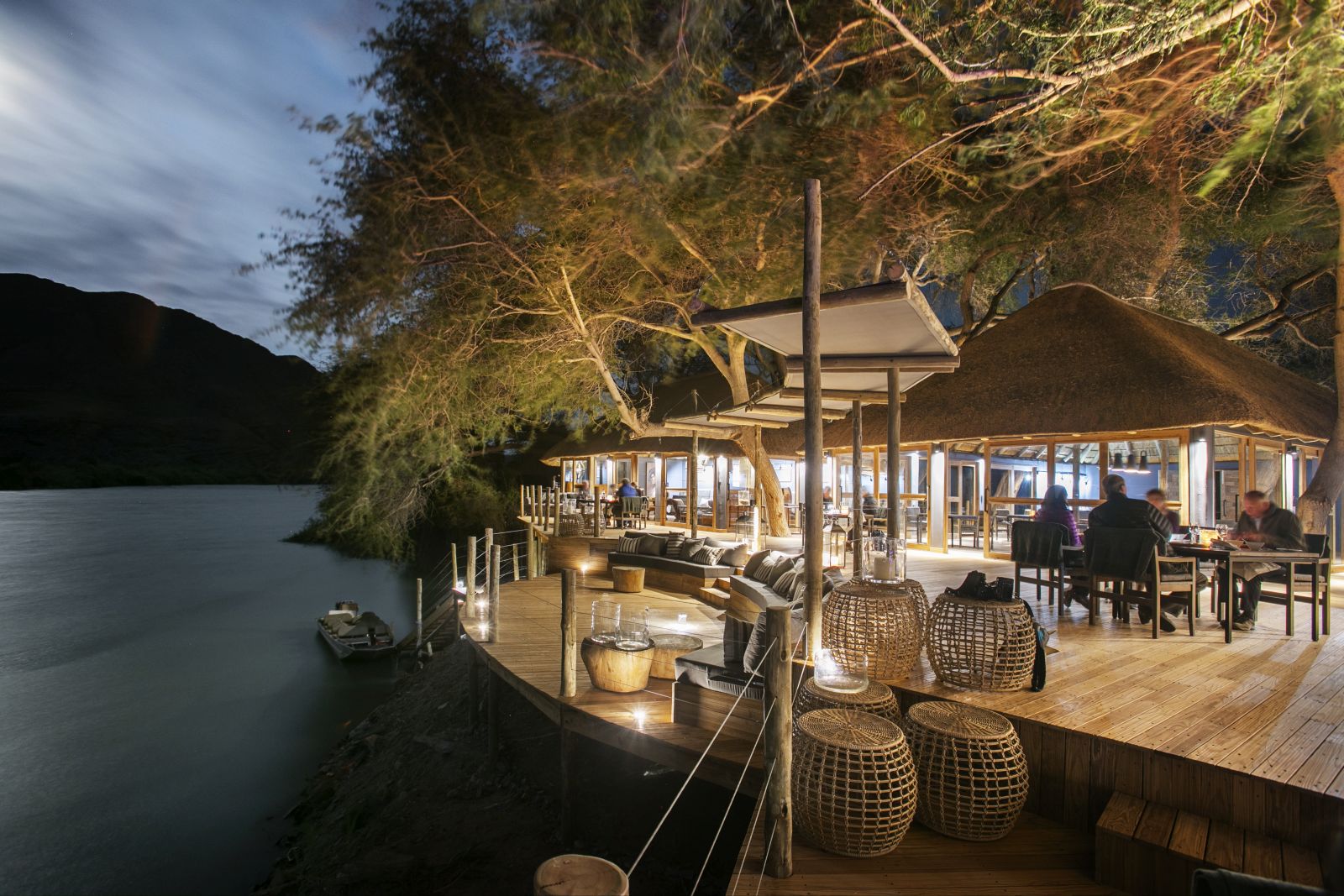 Terrace at night at Serra Cafema in Namibia 