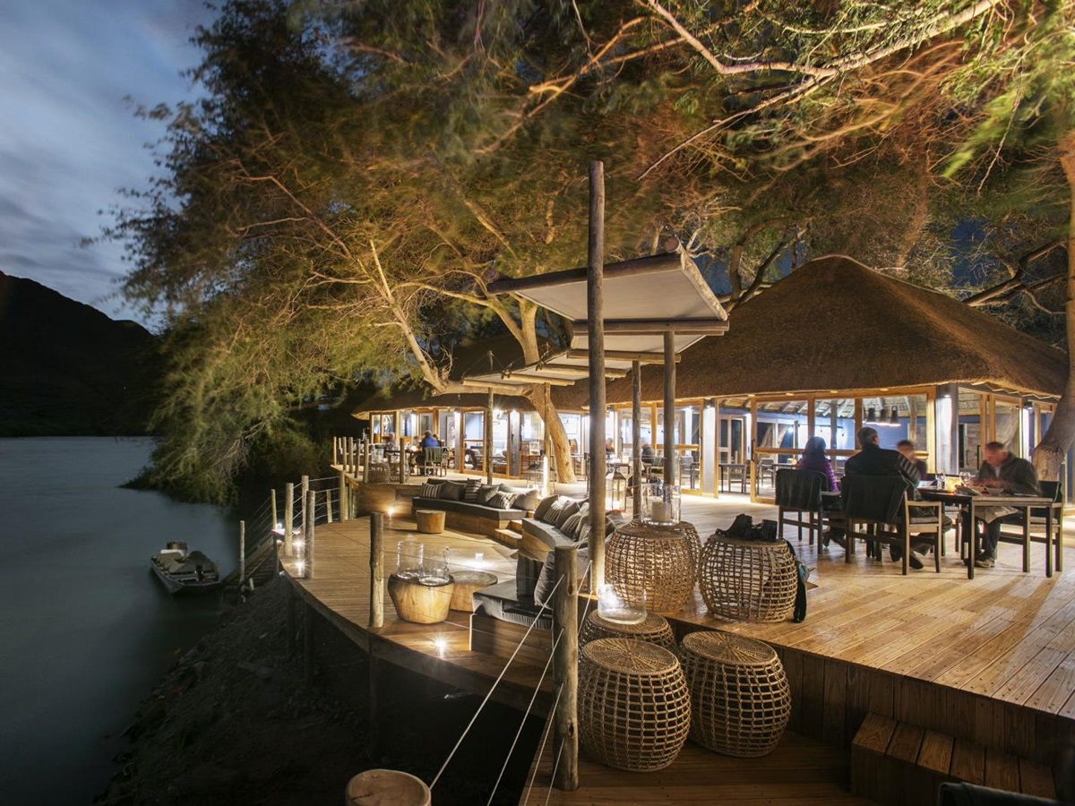Terrace at night at Serra Cafema in Namibia