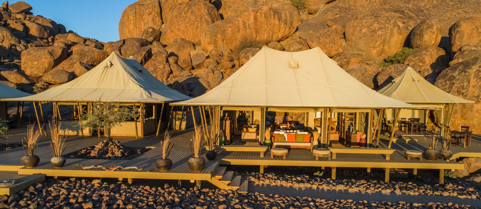 Central area at Wolwedans Boulders Camp in Namibia 