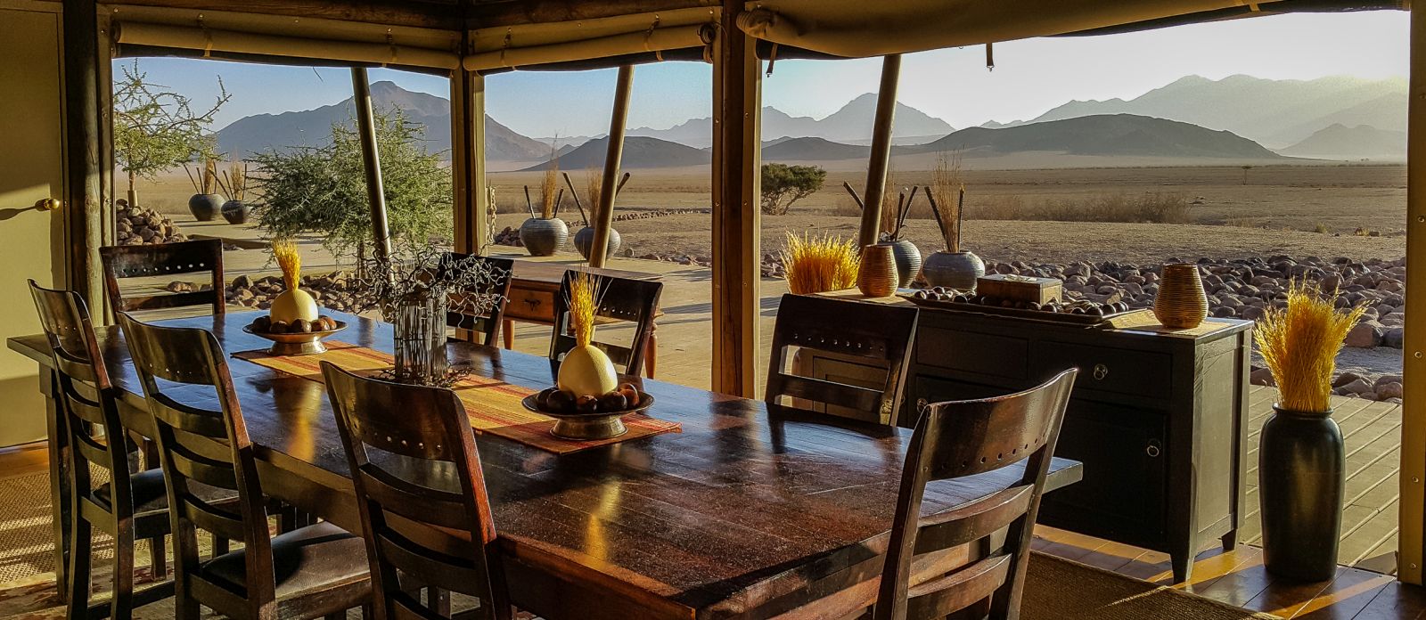 Dining room at Wolwedans Boulders Camp in Namibia 