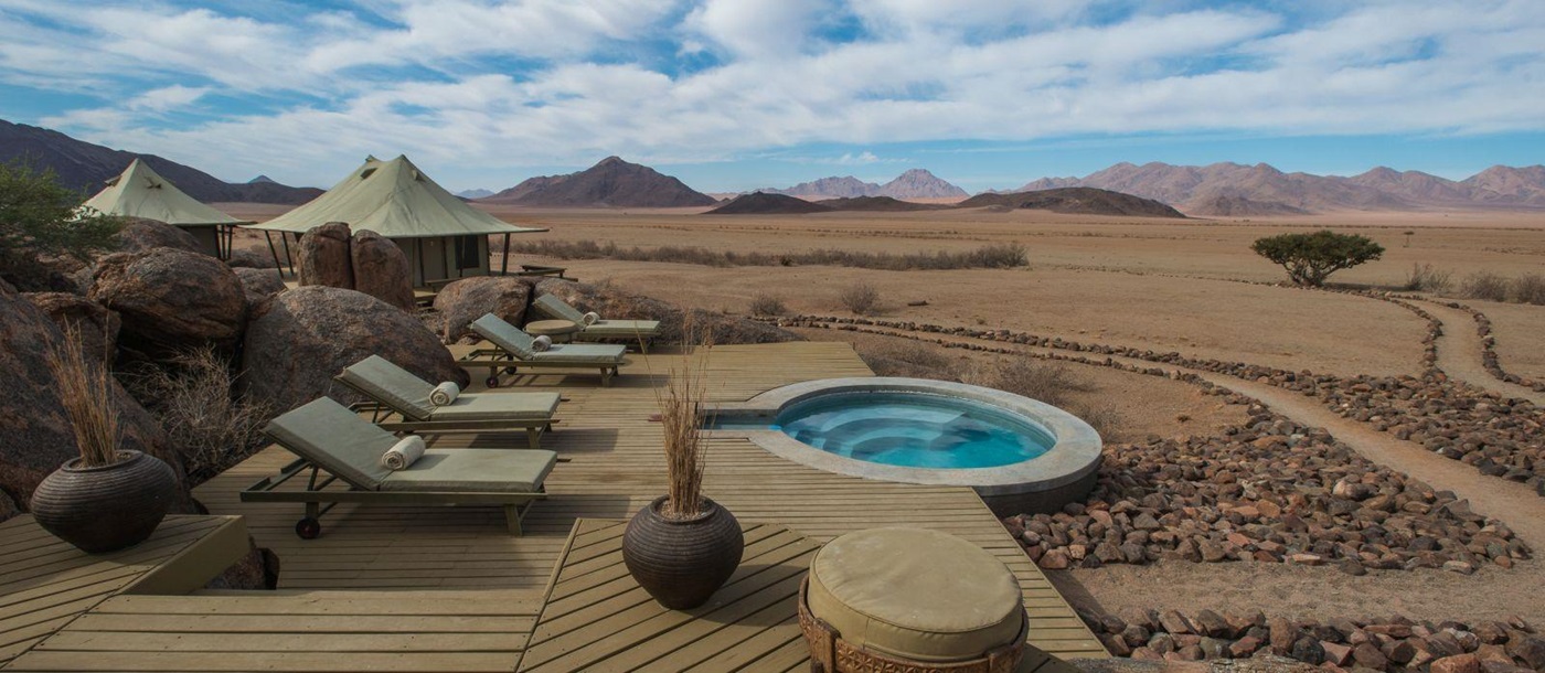 Pool view at Wolwedans Boulders Camp in Namibia 