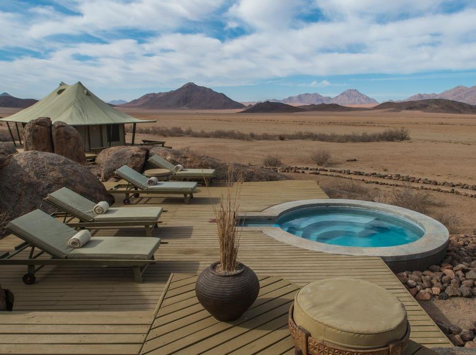 Pool view at Wolwedans Boulders Camp in Namibia