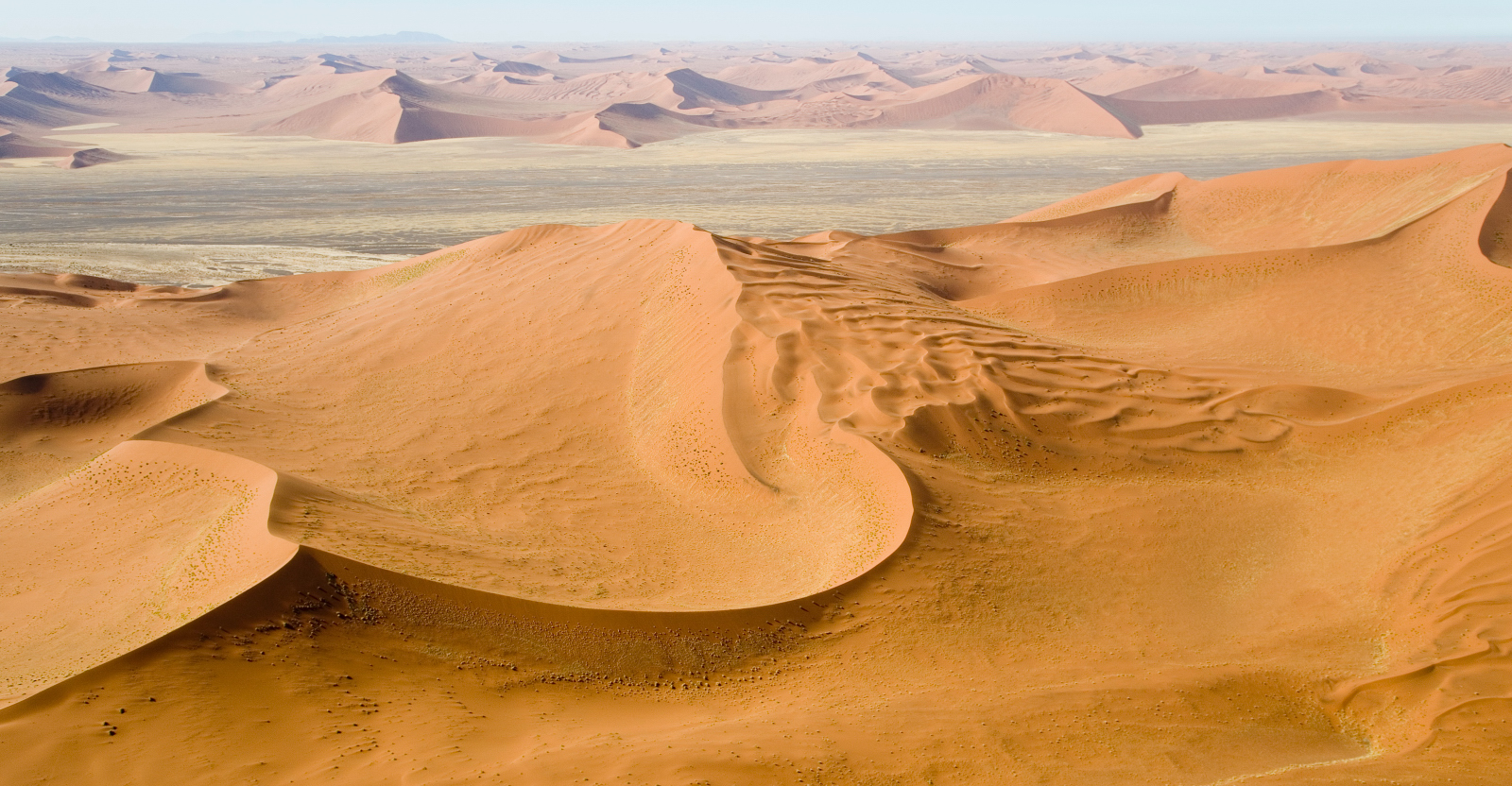 An aerial view of the Namibian desert