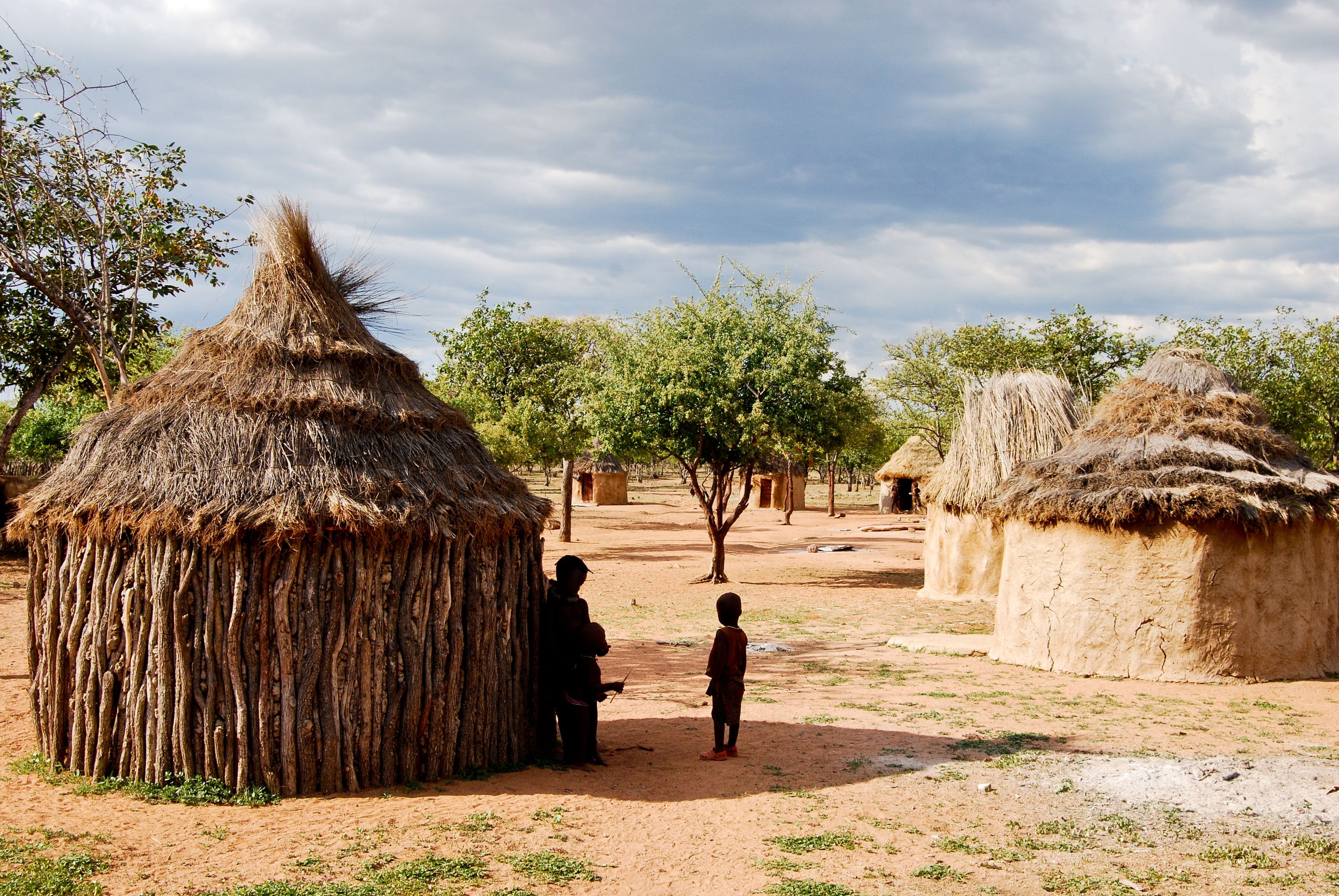 Huts of a Himba village in Namibia