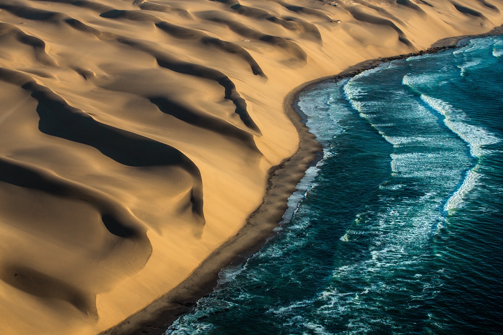 Aerial view of the Skeleton Coast in Namibia