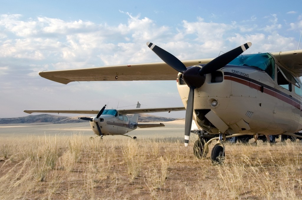 The planes used on flying safaris in Namibia