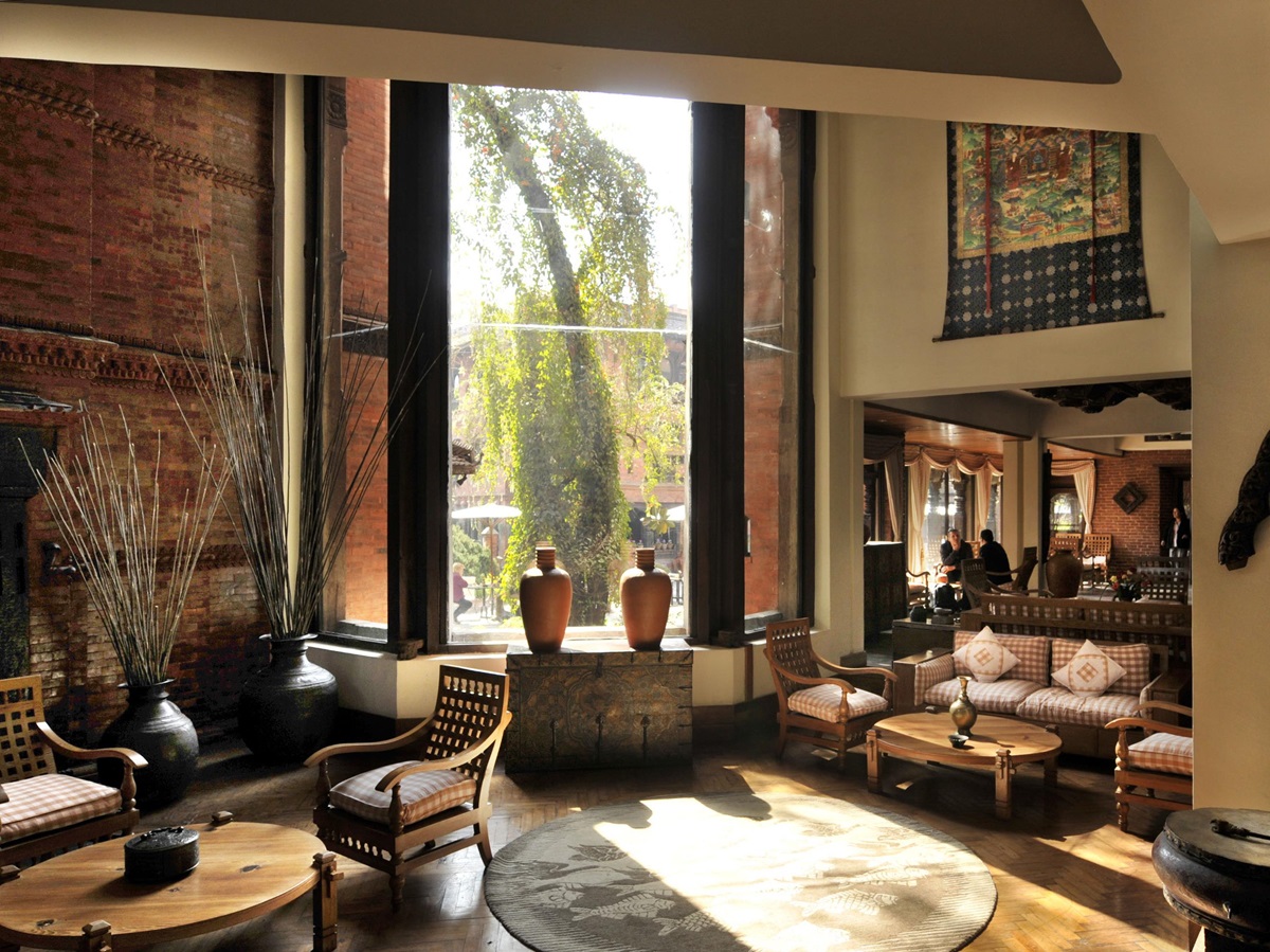 Lobby at Dwarika Hotel in Kathmandu